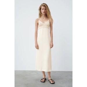 Zara satin dress with knit detail
